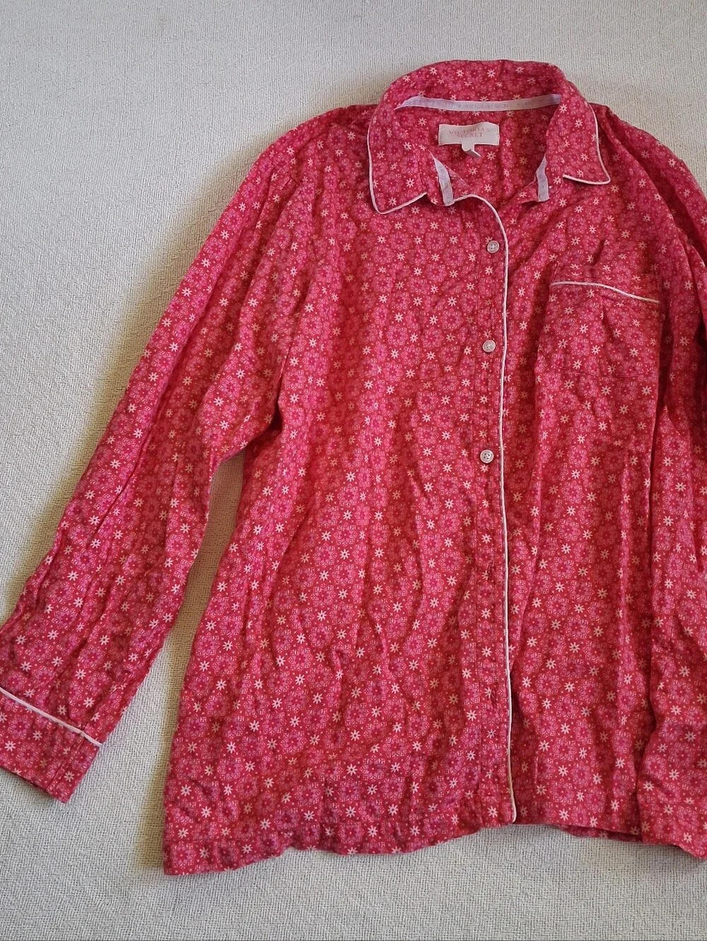 victorias secret ♡ flannel 2 piece pajama set snowflake holiday y2k button large